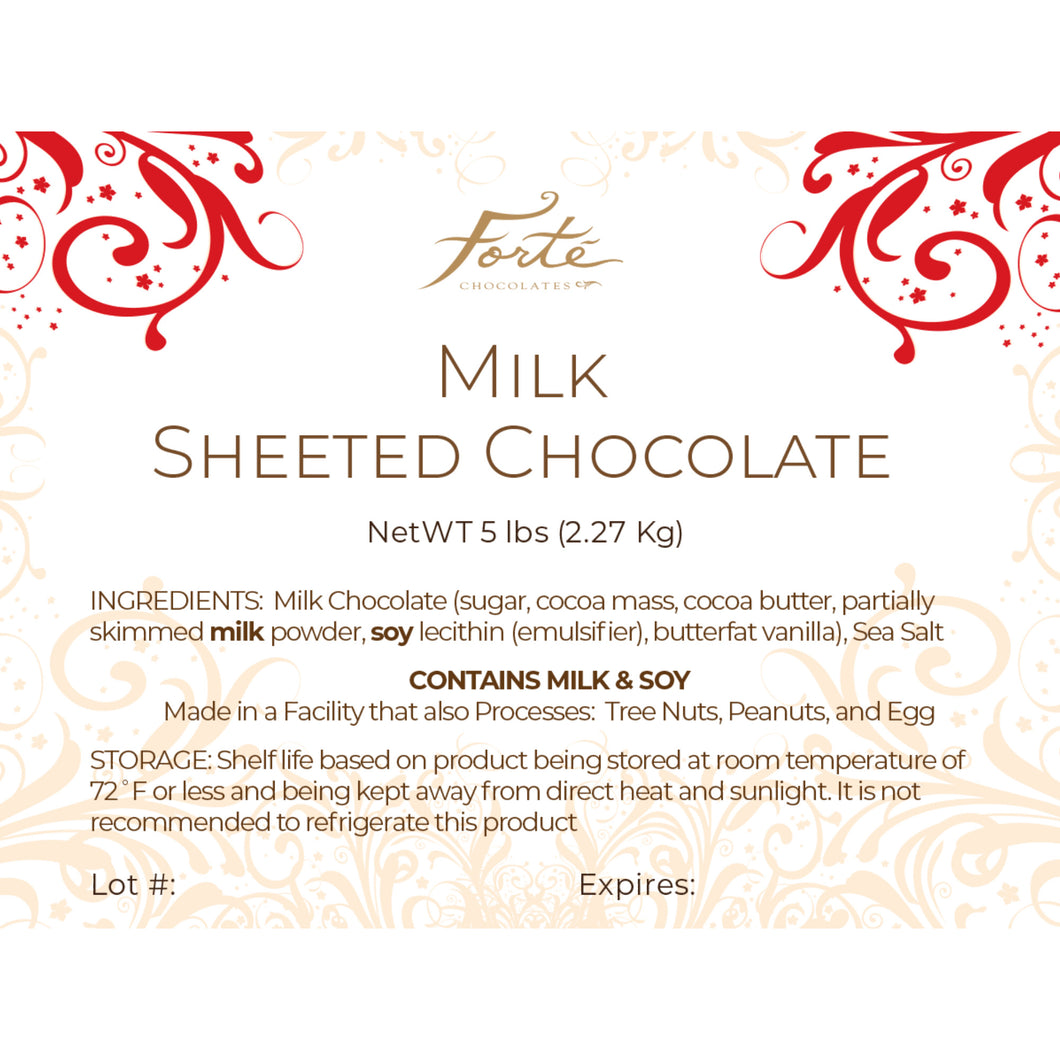 Sheeted Milk Chocolate (Case of 2 bags)